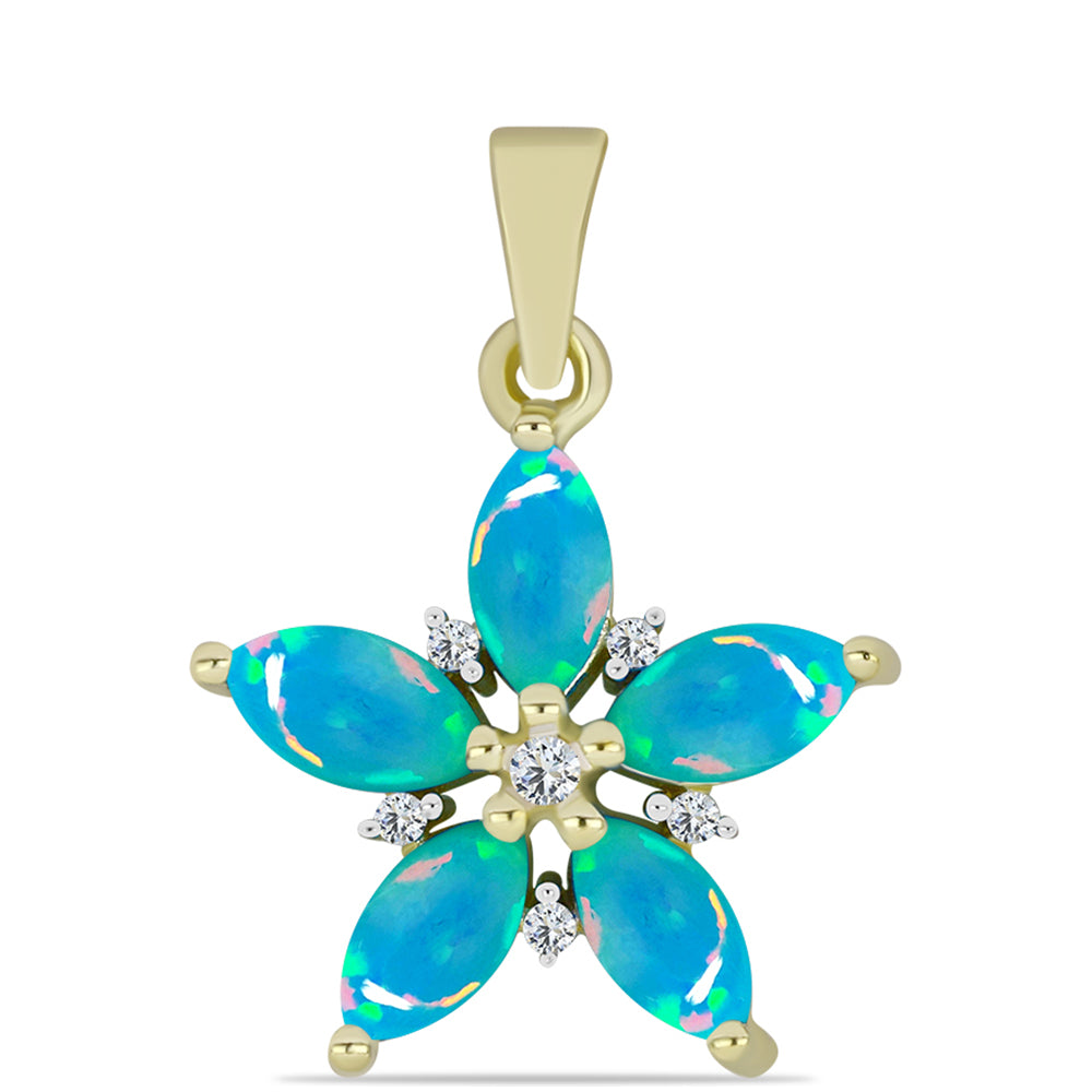 Goldplattierter Silberanhänger mit äthiopischem Paraiba-Blauopal und weißem Topas 1 
