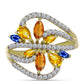 Goldplattierter Silberring mit regenbogenfarbenem Rosebery Saphir und weißem Topas