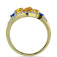 Goldplattierter Silberring mit regenbogenfarbenem Rosebery Saphir und weißem Topas