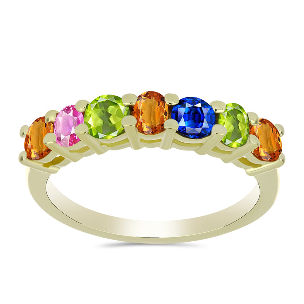 Goldplattierter Silberring mit regenbogenfarbenem Rosebery Saphir 1 