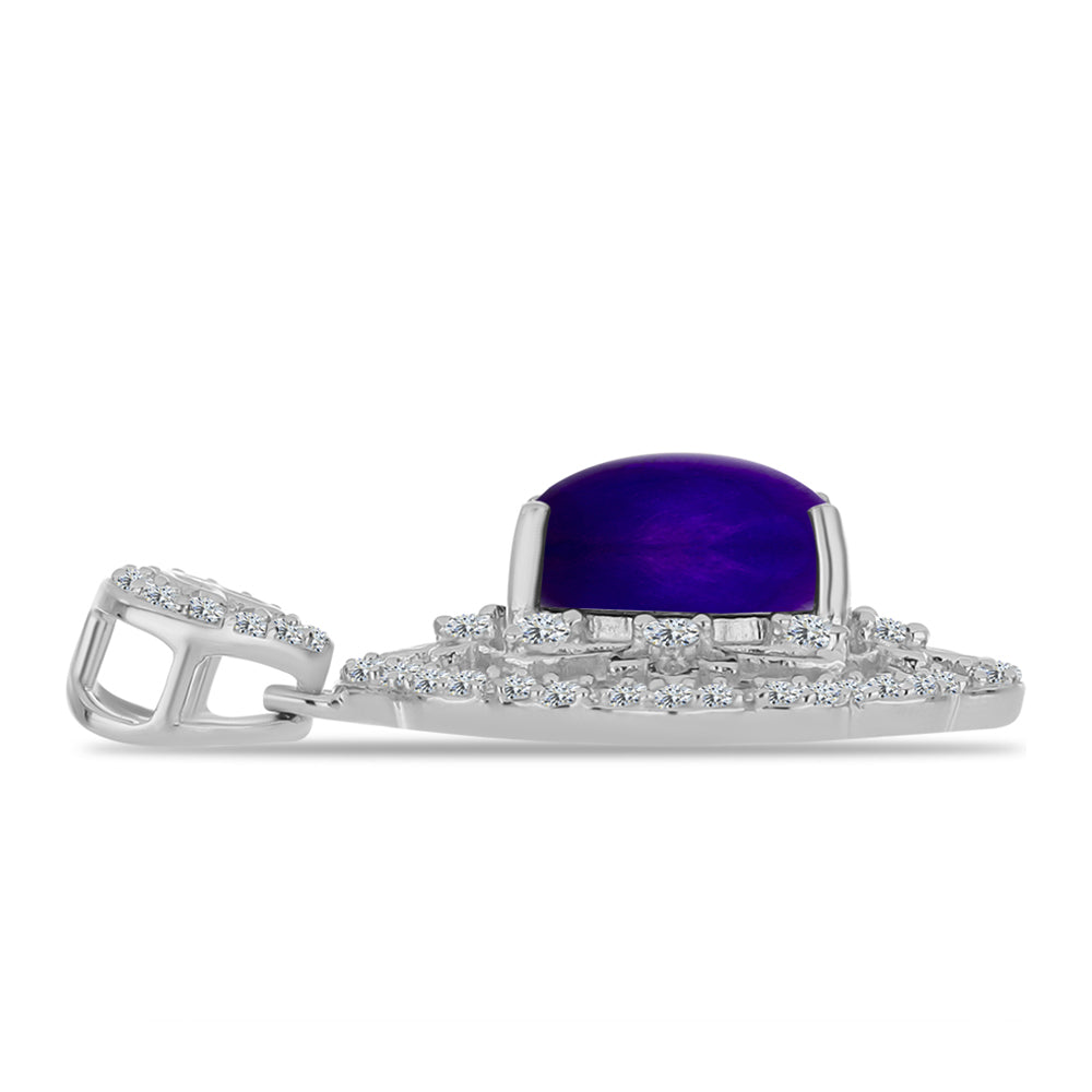 Silberanhänger mit lila Jade und weißem Topas 2 