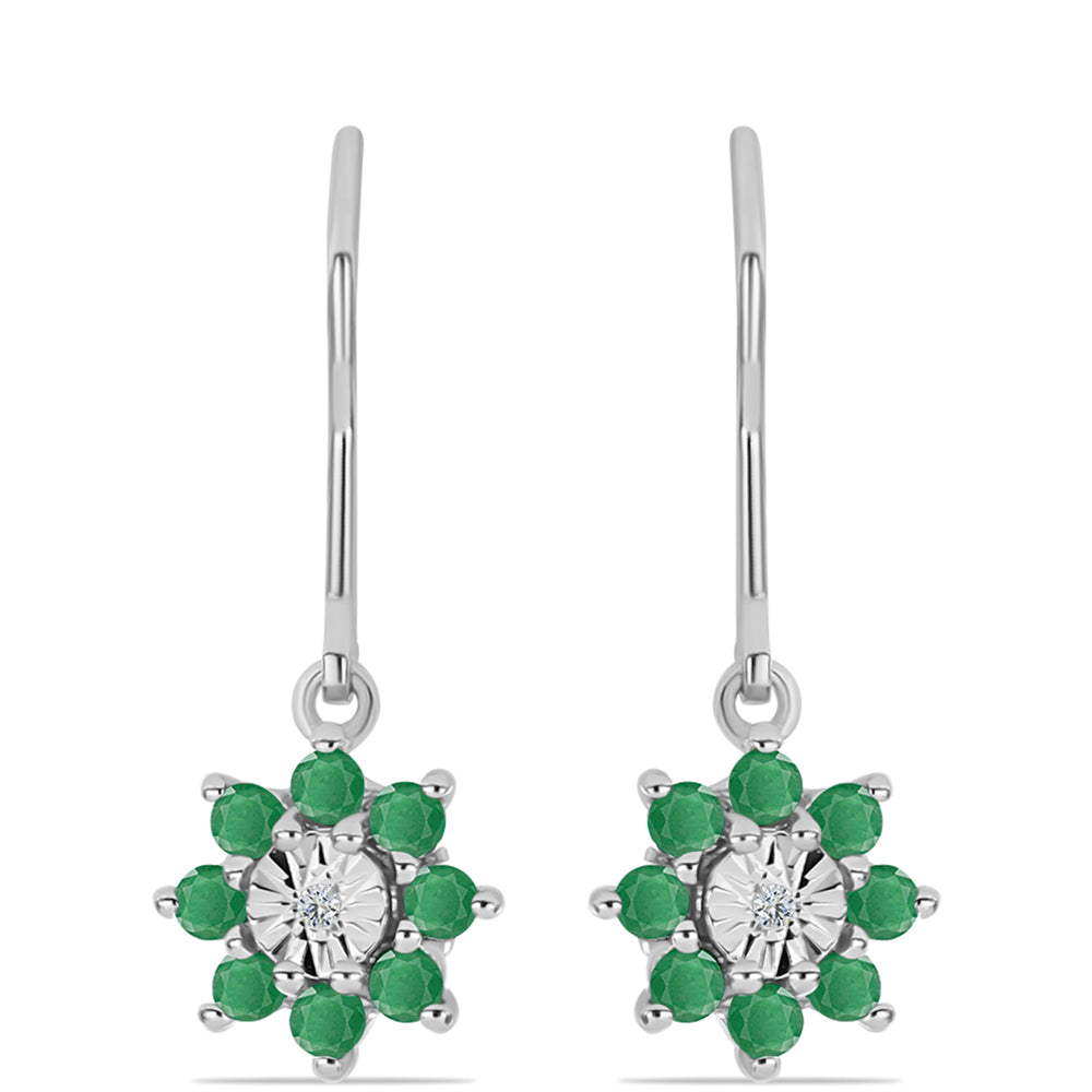 Silberohrringe mit brasilianischem Smaragd und weißem Topas 1 