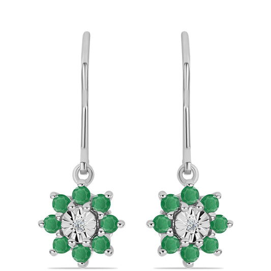 Silberohrringe mit brasilianischem Smaragd und weißem Topas
