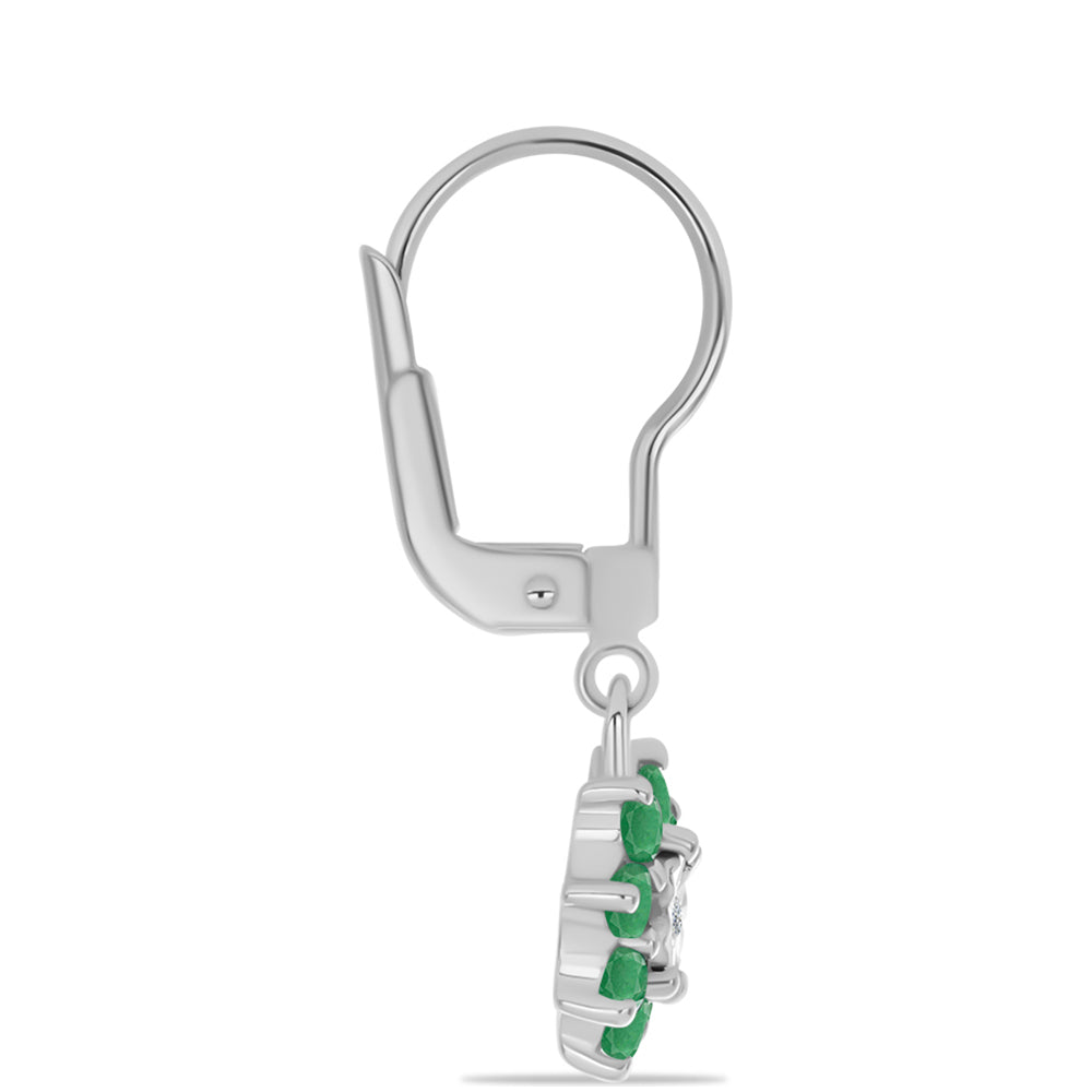 Silberohrringe mit brasilianischem Smaragd und weißem Topas