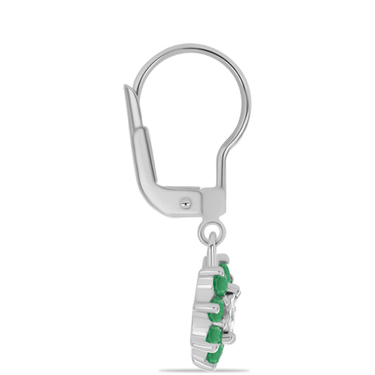 Silberohrringe mit brasilianischem Smaragd und weißem Topas