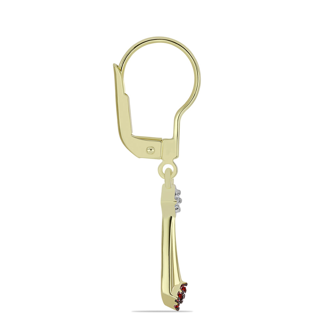 Goldplattierte Silberohrringe mit rotem Diamant und weißem Diamant 2 