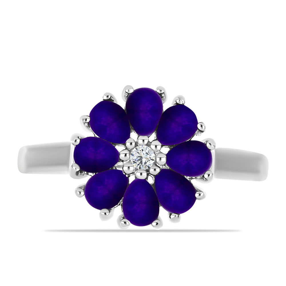 Silberring mit lila Jade und weißem Topas 1 