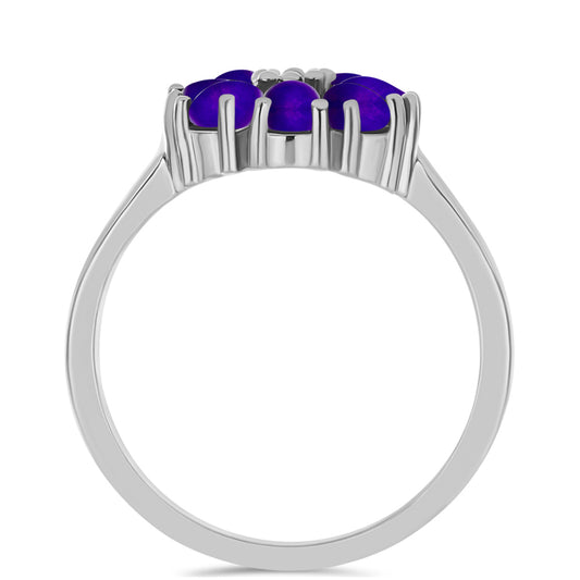 Silberring mit lila Jade und weißem Topas