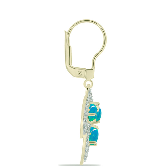 Goldplattierte Silberohrringe mit äthiopischem Paraiba-Blauopal und weißem Topas