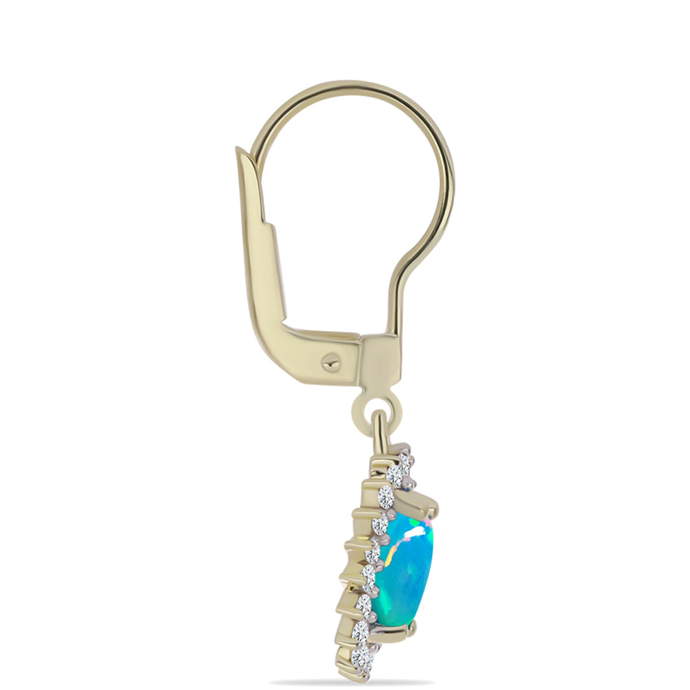 Goldplattierte Silberohrringe mit äthiopischem Paraiba-Blauopal und weißem Topas 2 