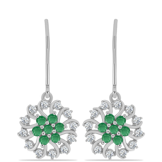 Silberohrringe mit brasilianischem Smaragd und weißem Topas