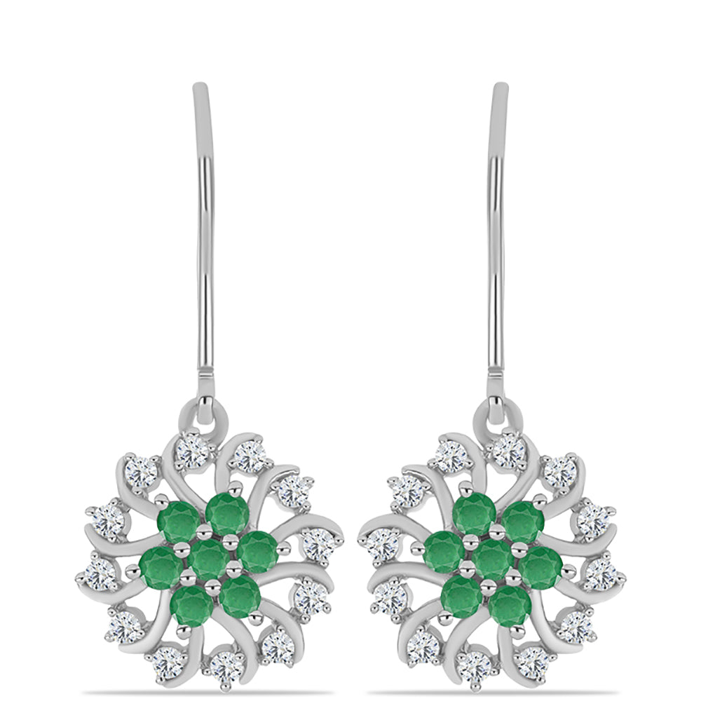 Silberohrringe mit brasilianischem Smaragd und weißem Topas 3 