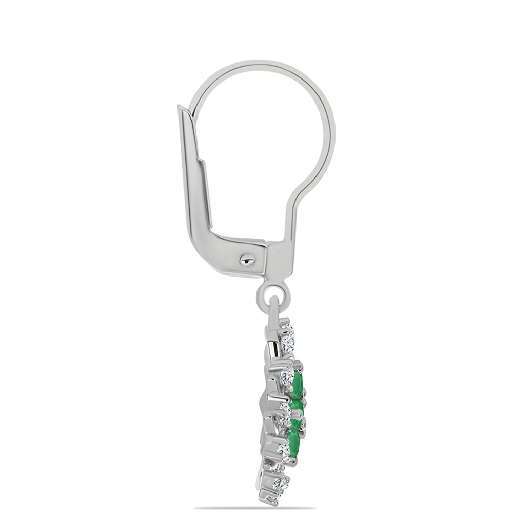 Silberohrringe mit brasilianischem Smaragd und weißem Topas 2 