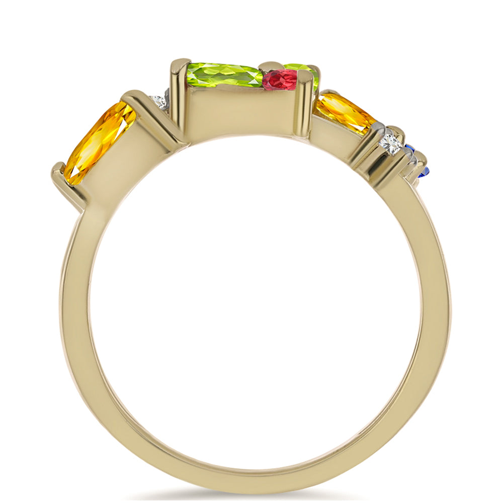 Goldplattierter Silberring mit regenbogenfarbenem Rosebery Saphir und weißem Topas