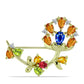 Goldplattierte Silberbrosche mit regenbogenfarbenem Rosebery Saphir und weißem Topas