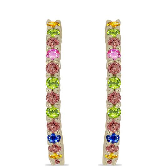 Goldplattierte Silberohrringe mit regenbogenfarbenem Rosebery Saphir