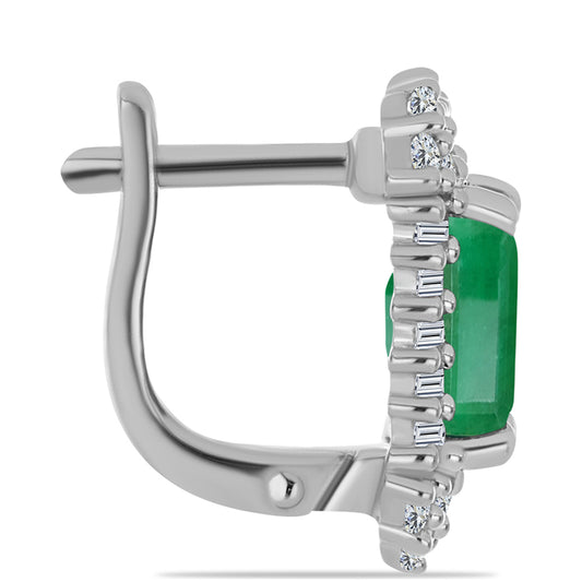 Silberohrringe mit brasilianischem Smaragd und weißem Zirkon