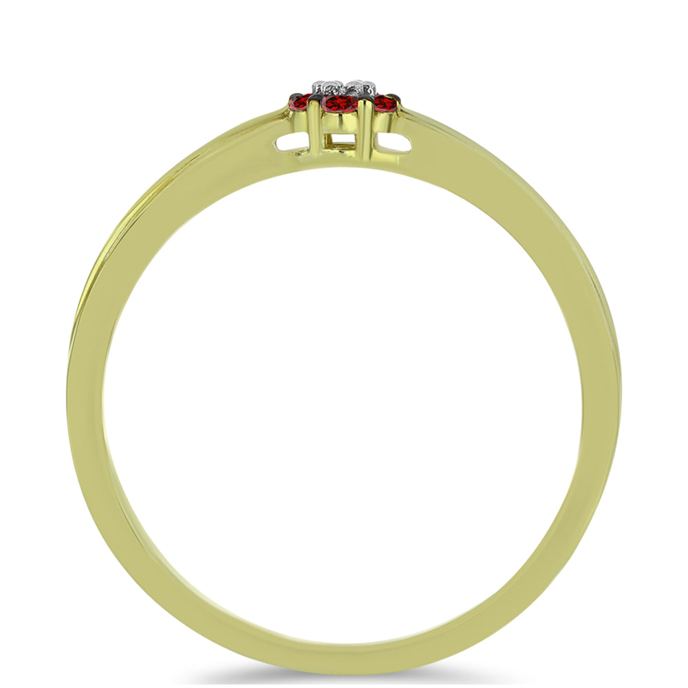 Goldplattierter Silberring mit rotem Diamant und weißem Diamant 2 