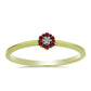 Goldplattierter Silberring mit rotem Diamant und weißem Diamant