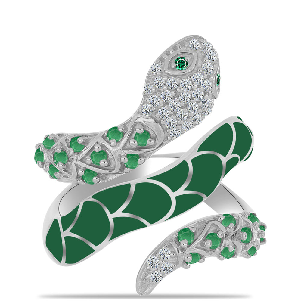 Silberring mit brasilianischem Smaragd und weißem Topas