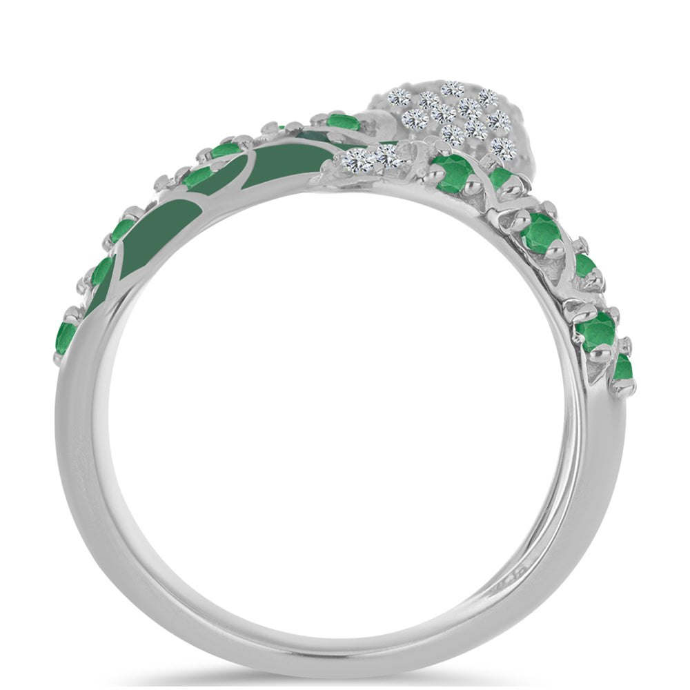 Silberring mit brasilianischem Smaragd und weißem Topas