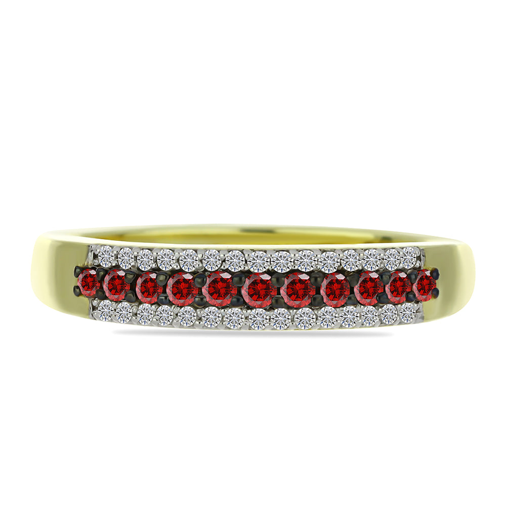 Goldplattierter Silberring mit rotem Diamant 2 