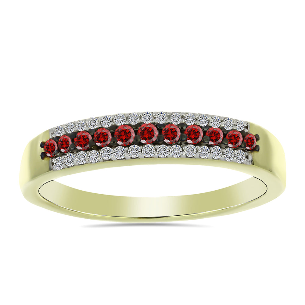 Goldplattierter Silberring mit rotem Diamant 1 