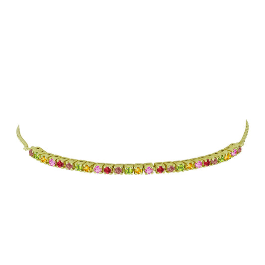 Goldplattiertes Silberarmband mit regenbogenfarbenem Rosebery Saphir