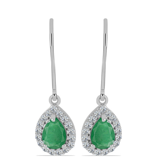 Silberohrringe mit brasilianischem Smaragd und weißem Topas