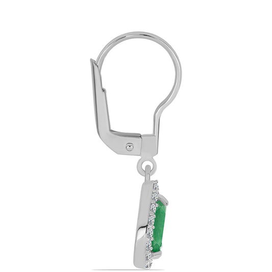 Silberohrringe mit brasilianischem Smaragd und weißem Topas