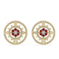 Goldplattierte Silberohrringe mit rotem Diamant und weißem Diamant