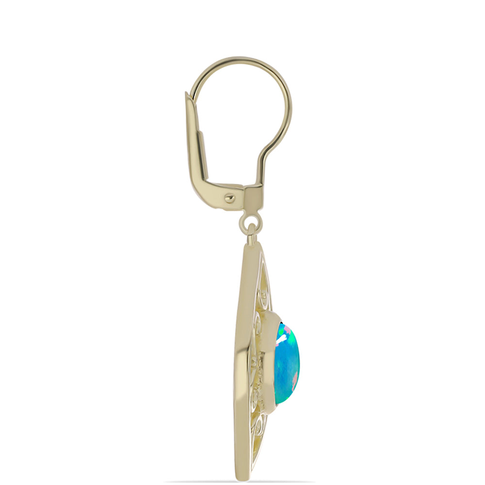 Goldplattierte Silberohrringe mit äthiopischem Paraiba-Blauopal 2 