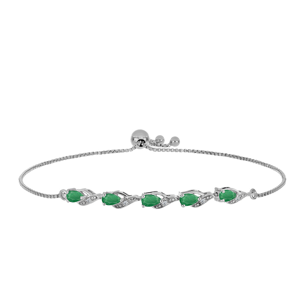 Silberarmband mit brasilianischem Smaragd und weißem Topas 1 