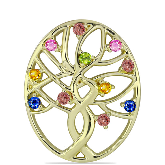 Goldplattierter Silberanhänger mit regenbogenfarbenem Rosebery Saphir
