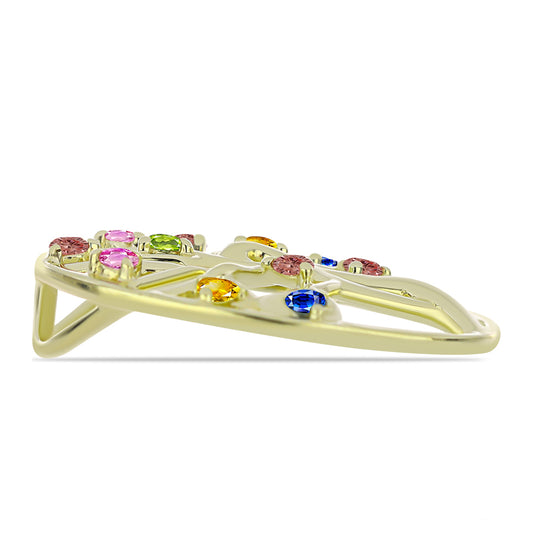 Goldplattierter Silberanhänger mit regenbogenfarbenem Rosebery Saphir