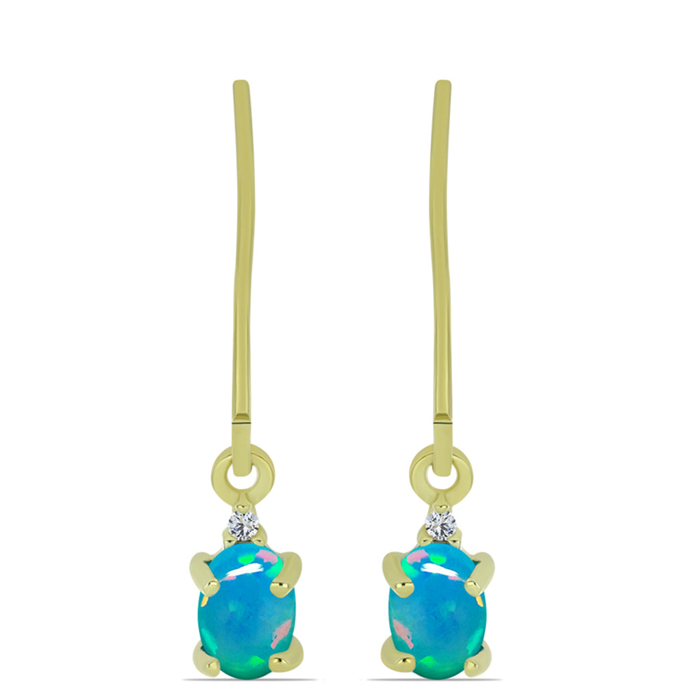 Goldplattierte Silberohrringe mit äthiopischem Paraiba-Blauopal und weißem Topas 1 