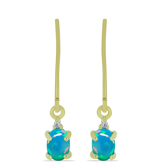 Goldplattierte Silberohrringe mit äthiopischem Paraiba-Blauopal und weißem Topas