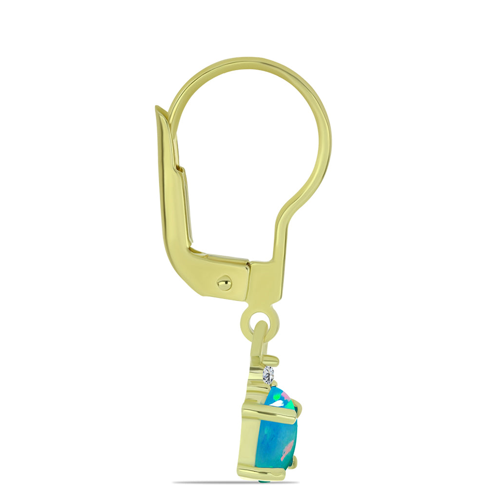 Goldplattierte Silberohrringe mit äthiopischem Paraiba-Blauopal und weißem Topas 2 