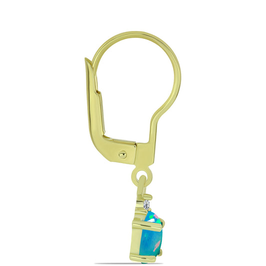 Goldplattierte Silberohrringe mit äthiopischem Paraiba-Blauopal und weißem Topas