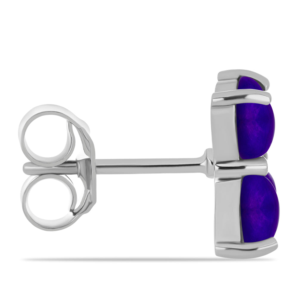 Silberohrringe mit lila Jade und weißem Topas 2 