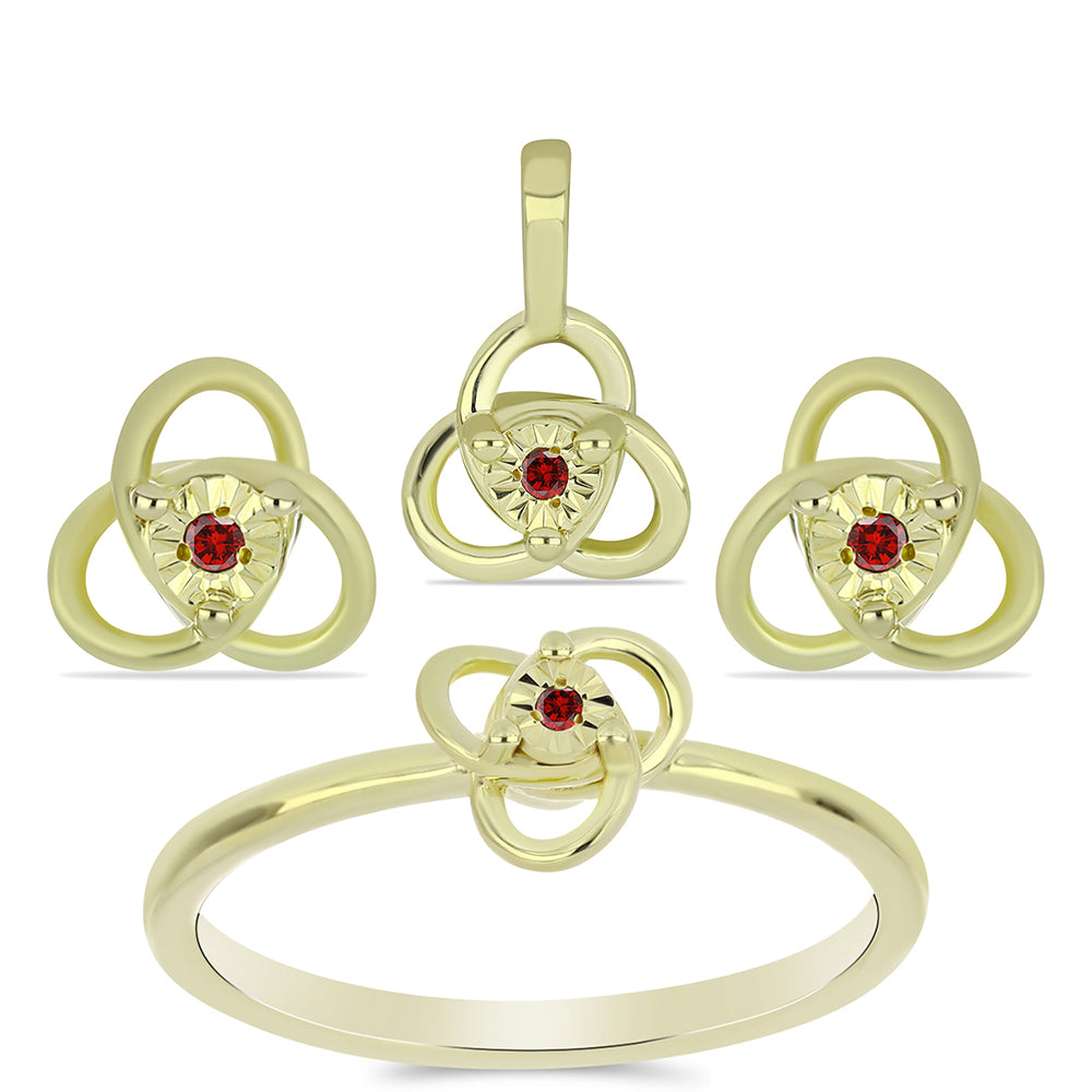 schmuckgarnitur aus Goldplattierte Silber mit rotem Diamant 1 