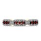 Goldplattierter Silberring mit rotem Diamant und weißem Diamant