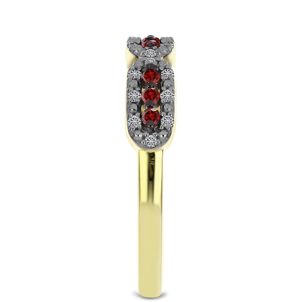 Goldplattierter Silberring mit rotem Diamant und weißem Diamant 4 