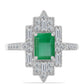 Silberring mit brasilianischem Smaragd und weißem Zirkon