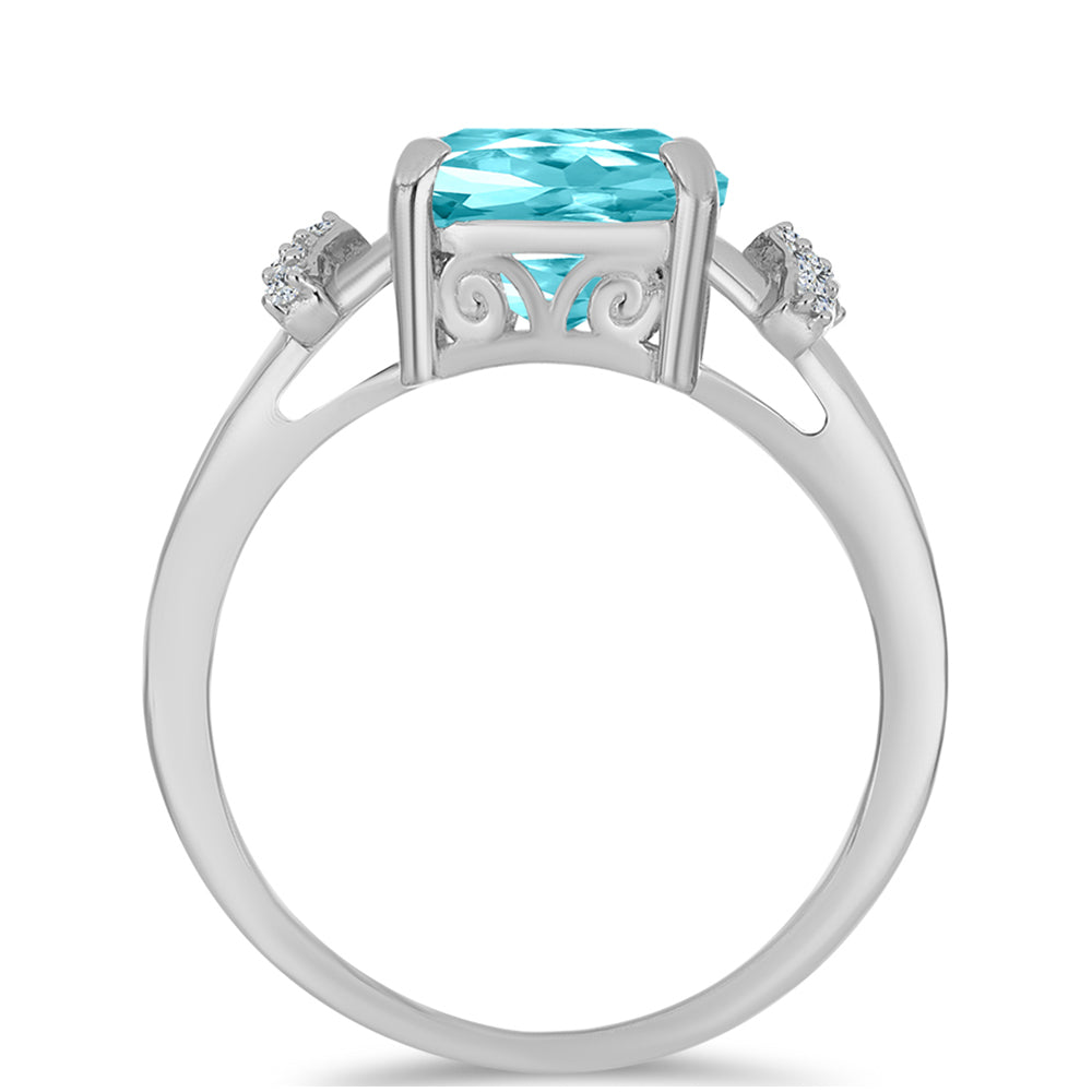 Silberring mit Paraiba Quarz und weißem Topas