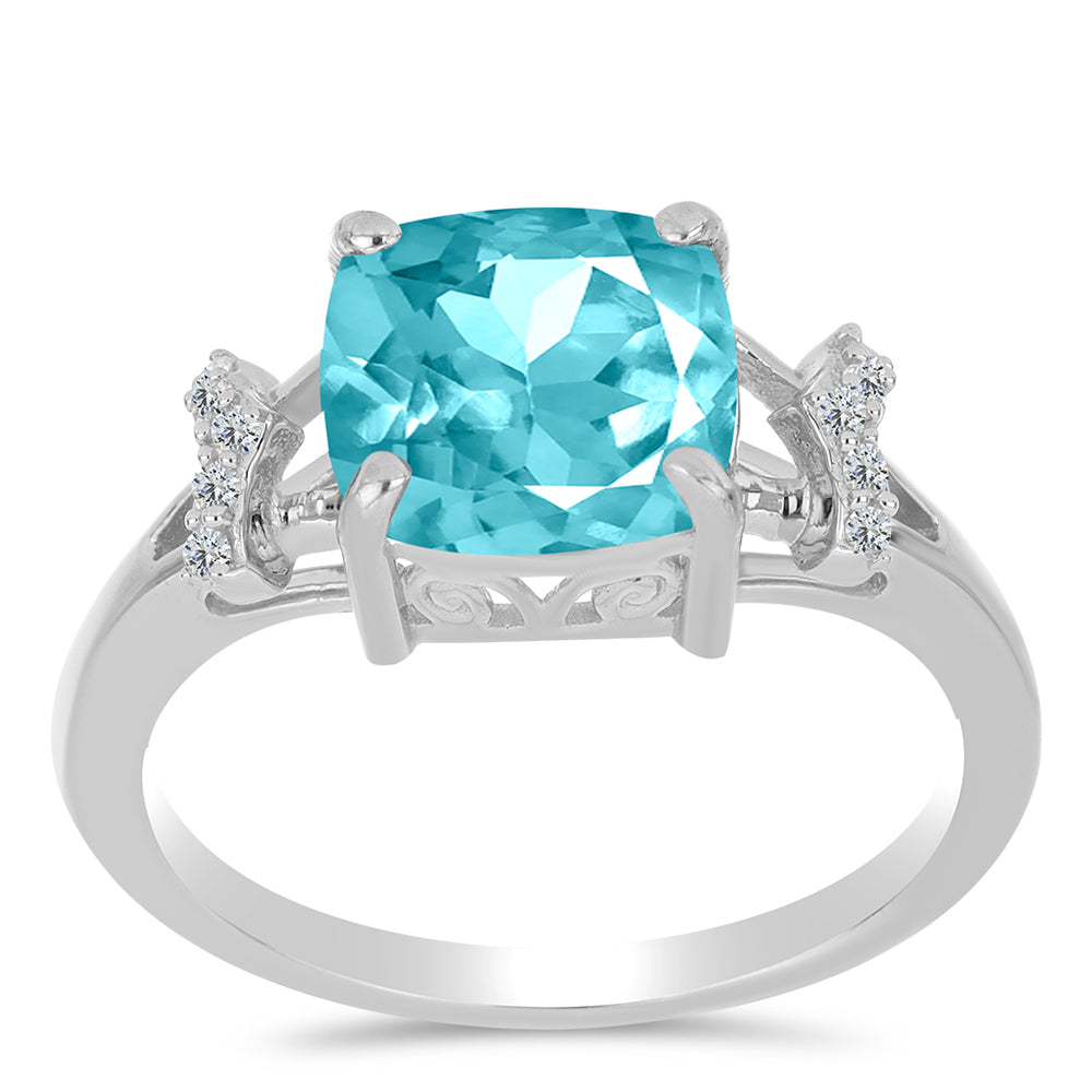 Silberring mit Paraiba Quarz und weißem Topas 3 