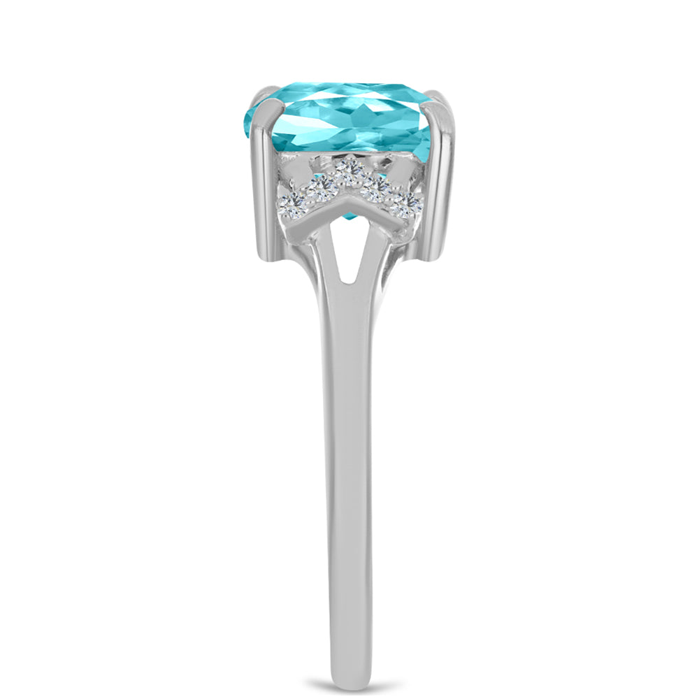 Silberring mit Paraiba Quarz und weißem Topas 4 
