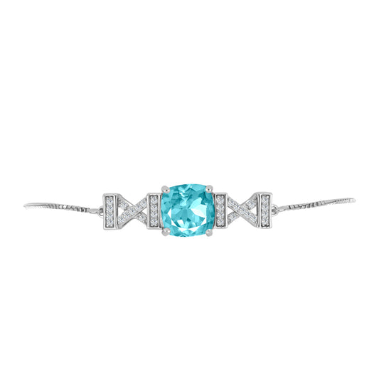 Silberarmband mit Paraiba Quarz und weißem Topas