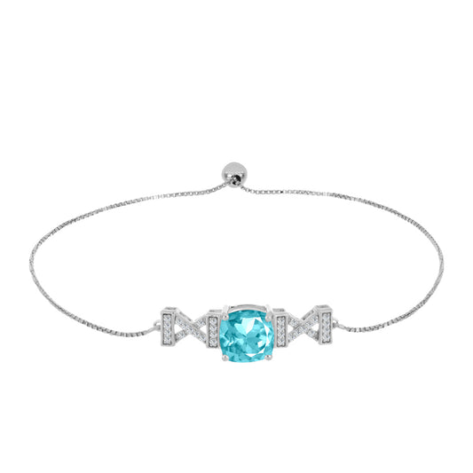 Silberarmband mit Paraiba Quarz und weißem Topas