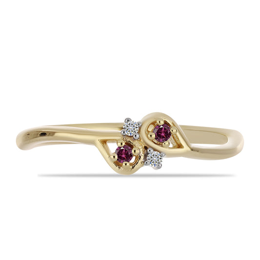 Goldplattierter Silberring mit lila Diamant und weißem Diamant
